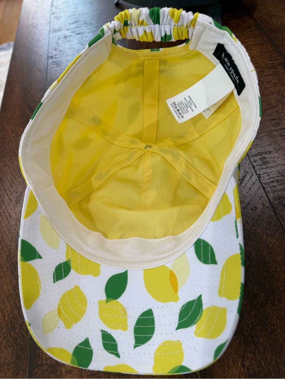 Kate Spade Lemon Print Cap with Black Spade Logo - Picture 3 of 5